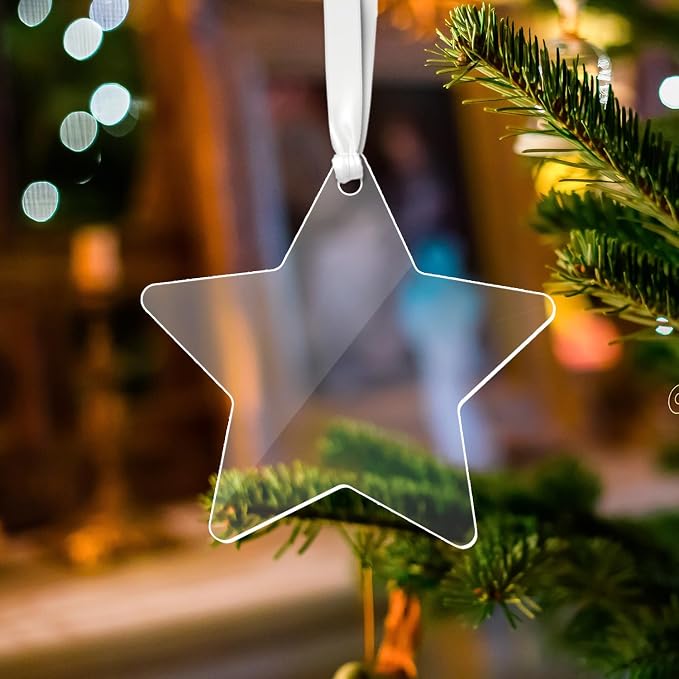 12 Pack Blank Star Ornaments Christmas Hanging Ornaments Clear Acrylic Xmas - Image 4