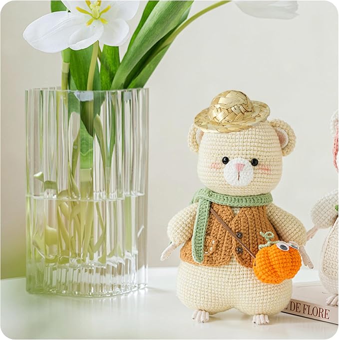 pson 10Pcs Mini Hand Knitting Straw Hat, DIY Doll Straw Hats Craft Jewelry - Image 4