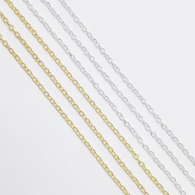 60 Feet Metal Iron Necklace Chains 3mm Bulk Curb Link Chain - Image 4
