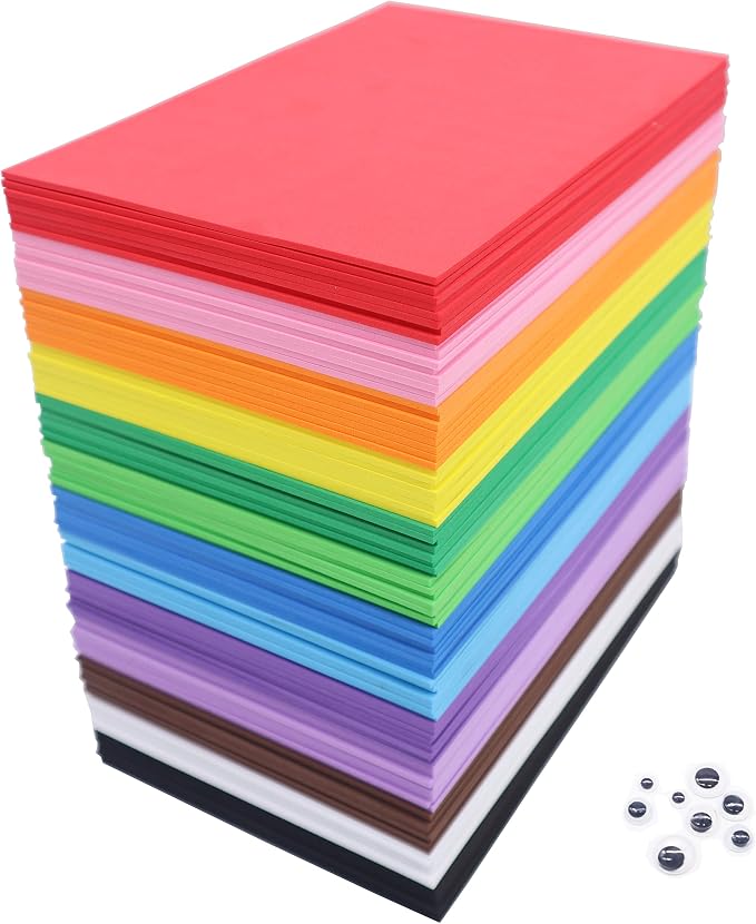 OISAKLD 104 Pack EVA Color Foam 5.5x8.5 inch EVA Craft Foam 2mm EVA Foam Sheets by OISAKLD