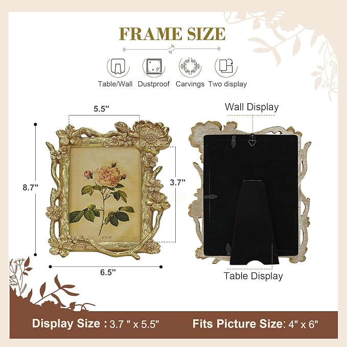 4x6 Vintage Picture Frame, Victorian Retro Decorative Photo Frames - Image 2