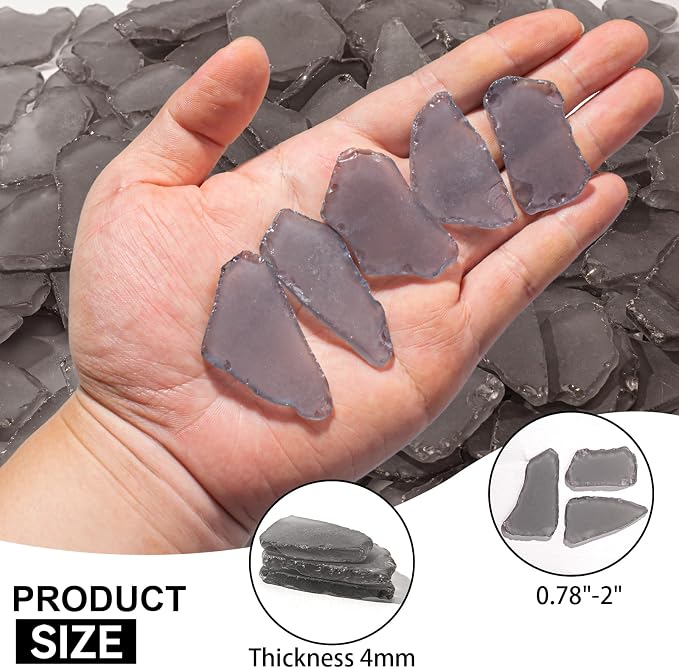 Keedolla Black Sea Glass for Crafts - 40 OZ Flat Frosted Seaglass Pieces - Image 3