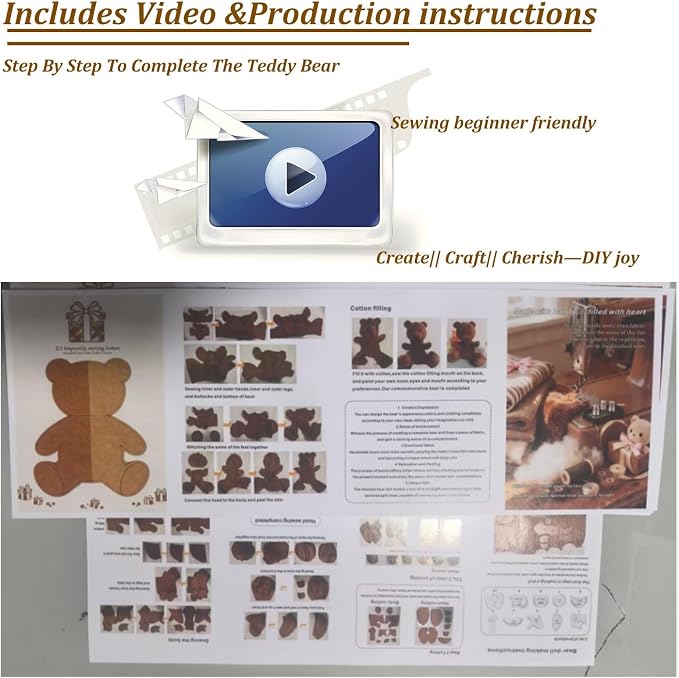 10 Inch Memory Bear Quilting Templates & Sewing Patterns - Image 4