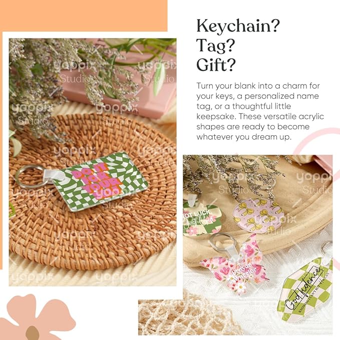 YOPPIX 90 Pcs Sublimation Acrylic Keychain Blank kit, - Image 5