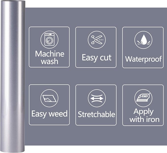 RENLITONG Reflective Dark Gray Heat Transfer Vinyl - Image 6