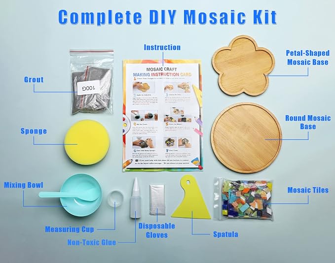 Lanyani 2 Sets of DIY Mosaic Craft Kits Mosaic Tiles Coaster Kit Make Your Own - Image 5