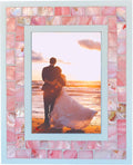 Wedding Picture Frame 5x7 Pink Mother of Pearl Glass | Tabletop or Wall Hanging by GIFTME5