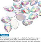 MECCANIXITY 50PCS Flat Back Acrylic Teardrop Gems 13x18mm Artificial Rhinestones - Image 4