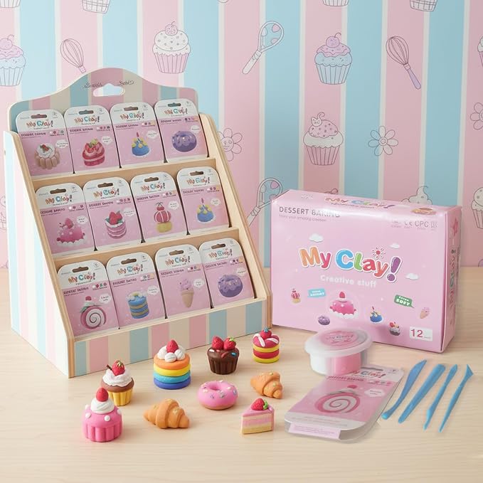 Air Dry Clay Kit for Kids, 12 Dessert Baking Modeling Clay for Kids, DIY Model by OpenairComfort