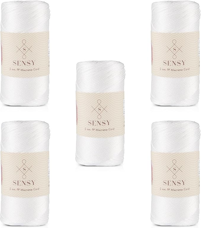 5 Skeins of Sensy Premium 2mm 251 Yards Polyester Rope 100% Polypropylene Cord by SSENSY