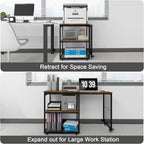 Natwind 24''x20'' Large Printer Stand, Extendable Home Craft Table, Retro | - Image 4