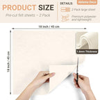 Ivory Felt Fabric Sheets 18" x 18" 1.6mm Soft Craft Felt Squares | Soft Precut - Image 2