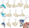 RattanView 24 Pcs Summer Shark Crafts Color Your Own Keychains DIY Craft Wooden by RattanView