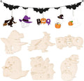 24 PCS Unfinished Wooden Halloween Crafts, Pumpkin Ghost Shaped Hanging by Sereliy