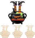 Paintable Halloween Ornaments 3 Sets, Wooden Happy Halloween Cauldron Ornaments by Sereliy