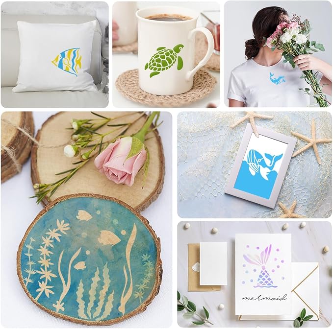 50 PCS Ocean Animal Painting Stencils Reusable Sea Stencils - Image 7