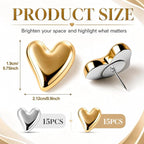 Epakh 30 Pcs Metallic Heart Thumb Tacks Decorative Push Pins Push Pins Metallic - Image 2