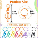 16 Pcs Metal Keychain Clip, Colorful Swivel Snap Hook - Image 2