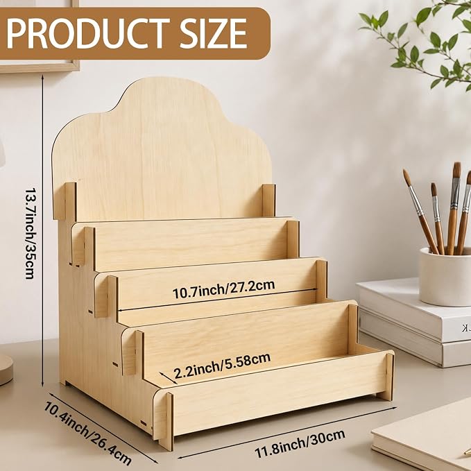 Paint Stand Compatible with Tamiya, Wooden | 4 Tier Paint Stand Rack, Model Kit - Image 2