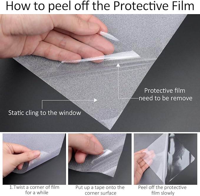 HIDBEA Frosted Window Privacy Film Heat Control UV Blocking, Static Cling - Image 6