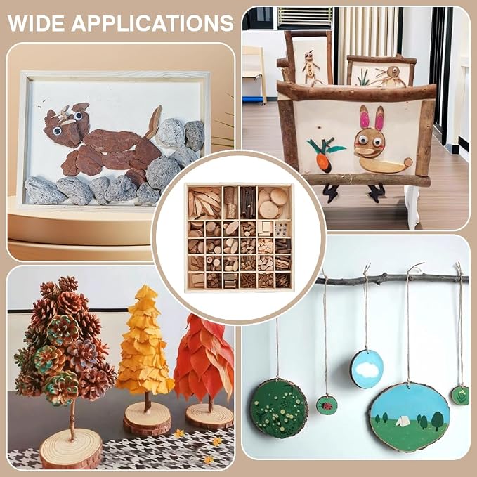 PH PandaHall Wooden Unfinished Craft Kits Garden Playset Loose Parts Natural - Image 5
