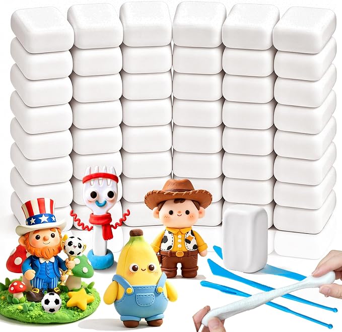 50 Pack White Air Dry Foam Clay, 1.3lb Moldable Soft Lightweight Clays by Blvochnnt