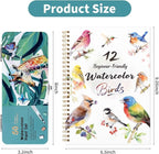 Watercolor Workbook Birds, Water Coloring Book, 12 Different Patterns of - Image 2