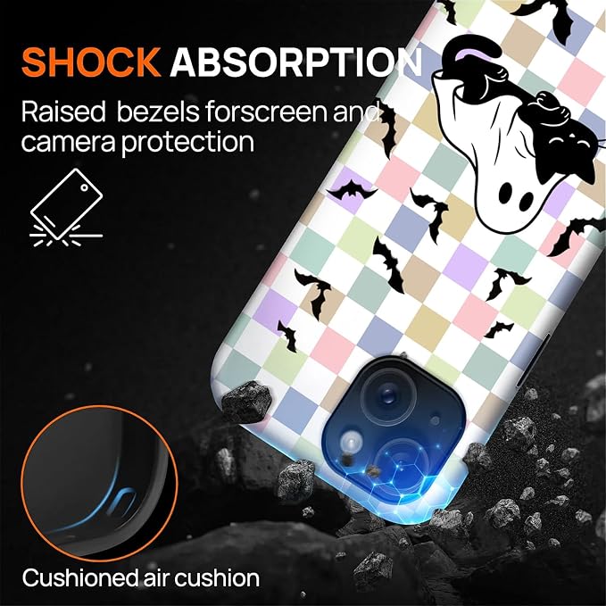 Case for iPhone 15, Scratch Resistant Hybrid Double Layer Hard Shell，Ghost - Image 4