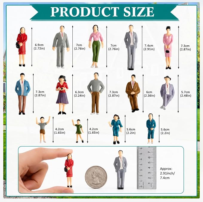 Namalu 98 Pcs 1: 25 Scale Miniature People Figurines Tiny Painted Model Train - Image 2