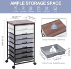 SYKIARIOL Rolling Cart with Drawers, Utility Cart With 8 Drawers and Wooden - Image 2