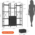 AFLUI Triple Bookshelf with 3 Fabric Drawers, 4-Tier Book Shelf and 10 Display - Image 2