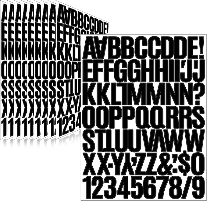 730 Pcs 10 Sheets Letter Stickers, Self Adhesive Waterproof 1.5 Inch Mailbox by Llewyn