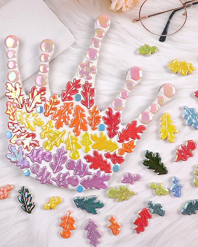 Iridescent Leaf Ceramic Mosaic Tiles - Image 5