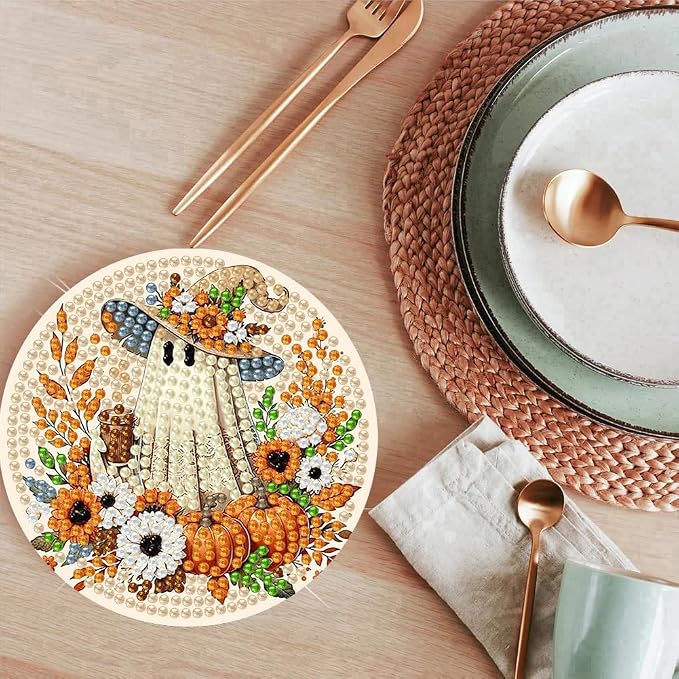 ijbnhd 8 Pcs Diamond Art Coasters Kits Autumn | Diamond Painting Coasters Kit - Image 7