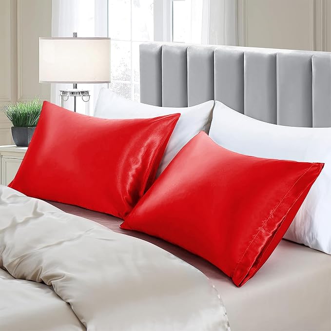 Aormenzy Satin Pillow Cases for Women Queen Size Set of 2, Fade Resistant - Image 4