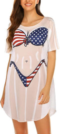 Ekouaer Women's Bikini Shirt Cover Up Short Sleeve Cute Bikini Print Cover-Up by EKOUAER
