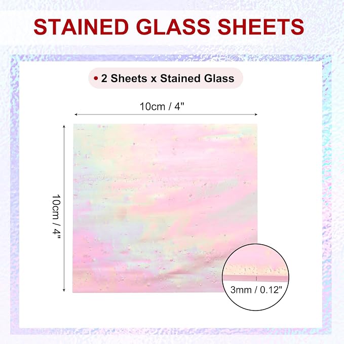 PATIKIL 4 x 4 Inch Transparent Stained Glass Sheets, 2 Sheets Mosaic Glass - Image 2