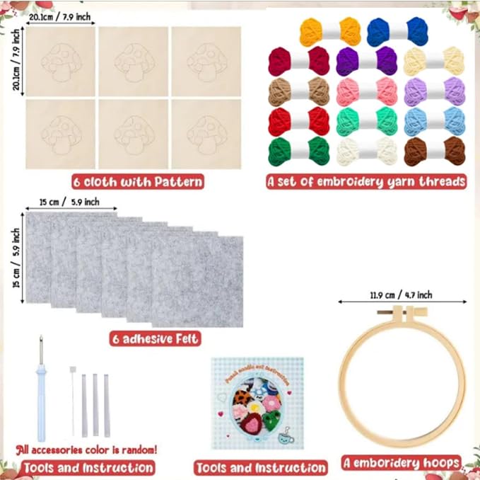 Avtytsda 6PCS Punch Needle Coaster Kit, Easy Punch Needle DIY Embroidery Set - Image 3