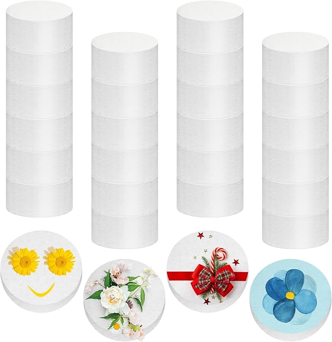 Henoyso 24 Pcs 2 x 2 x 1 Inch Foam Circles, Polystyrene Round Foam Discs by Henoyso