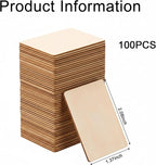 100 Pcs Unfinished Wood Pieces Blank Wood Squares Round Corner - Image 2
