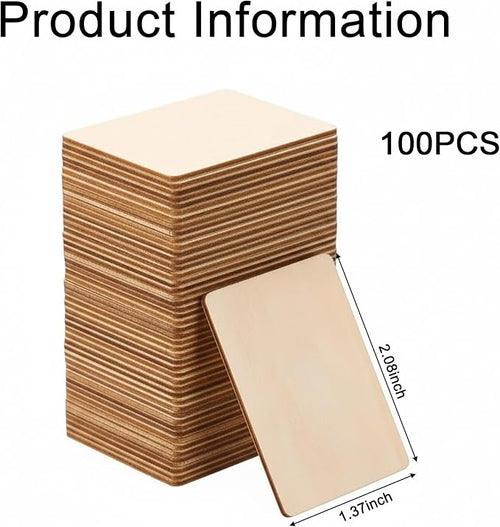 100 Pcs Unfinished Wood Pieces Blank Wood Squares Round Corner - Image 2