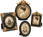 Qunclay Vintage Mini Picture Frames Set of 4, Round Rectangle Ornate Small by Qunclay