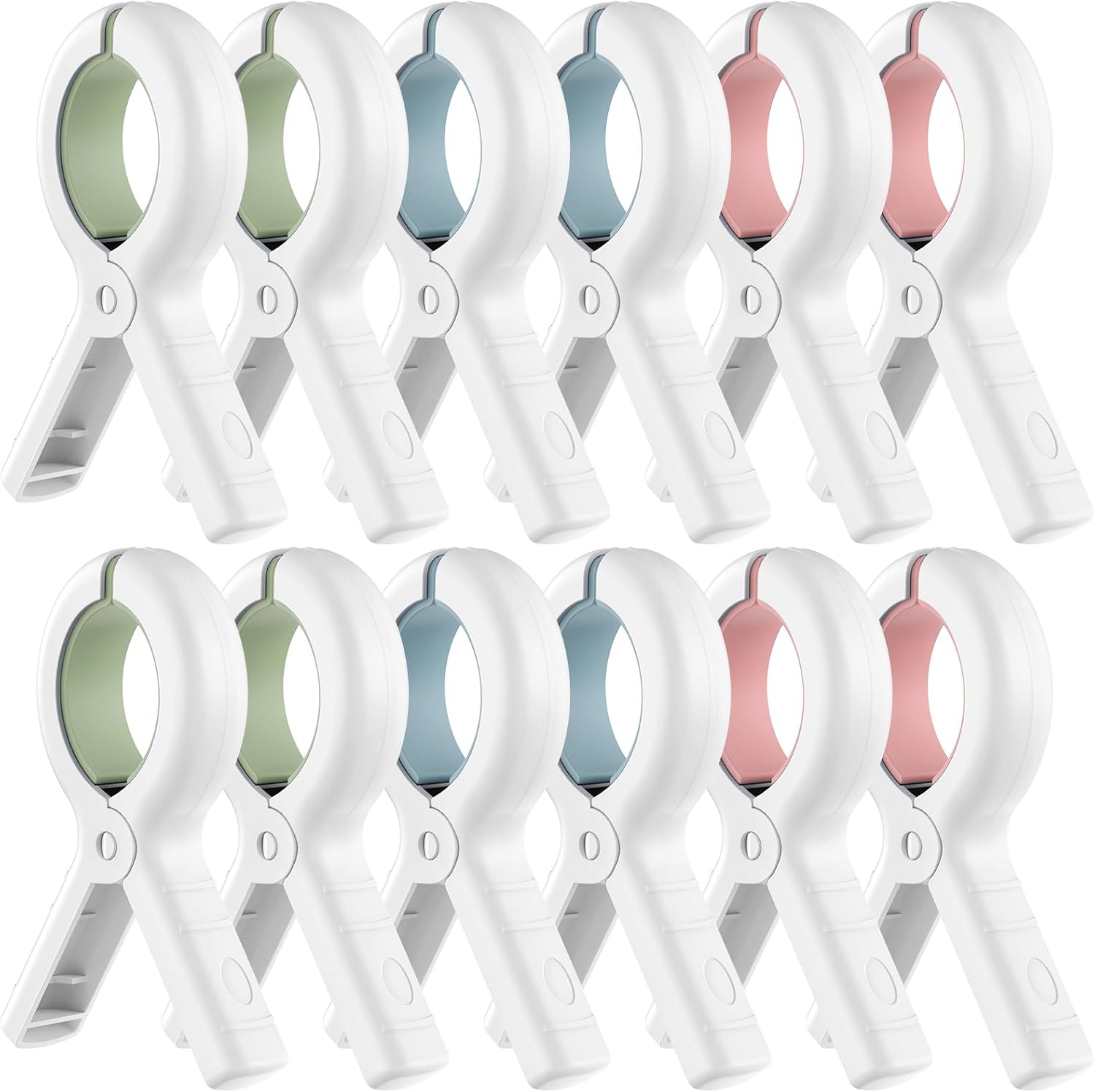 Senbowe 12 Pack Beach Towel Clips,Pool Chair Clips,Heavy Duty Plastic Clothes Pins,Quilt Drying Clips,Windproof Clothes Clips,Keep Your Towel,Clothes,Blankets to Dry on Clothesline and Hanging Rack