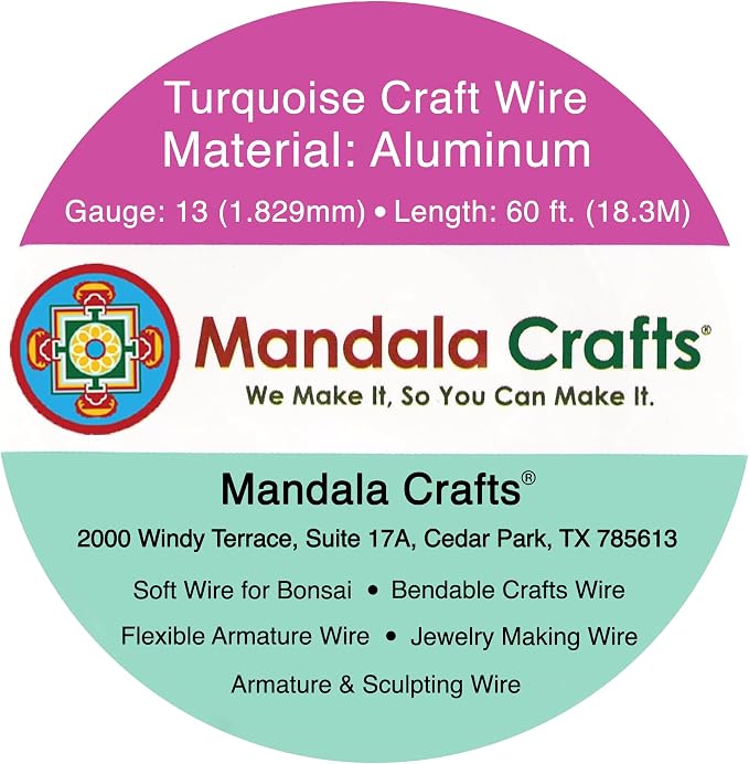 Mandala Crafts 13 Gauge Turquoise Anodized Aluminum Craft Wire, 60 FT | Colored - Image 3