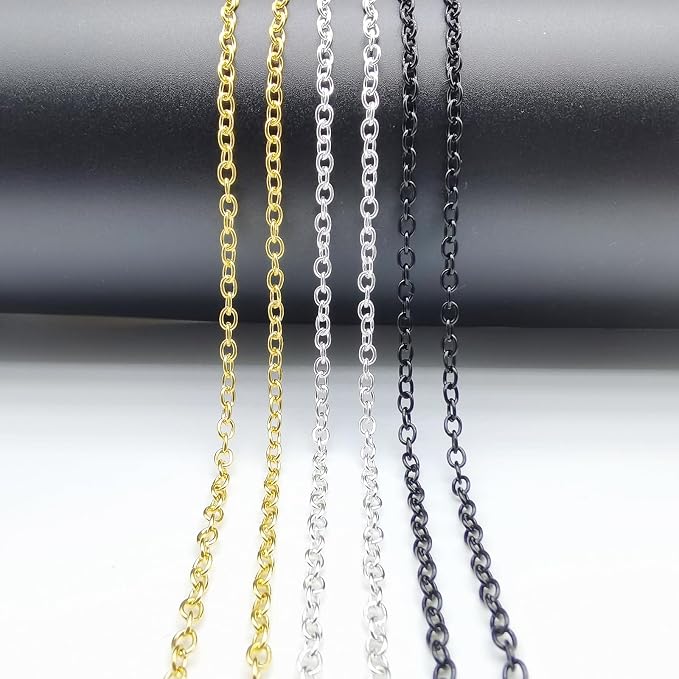 60 Feet Metal Iron Necklace Chains 3mm Bulk Curb Link Chain - Image 6