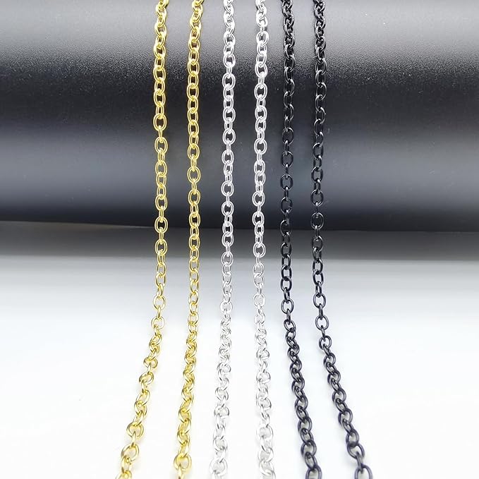 60 Feet Metal Iron Necklace Chains 3mm Bulk Curb Link Chain - Image 6