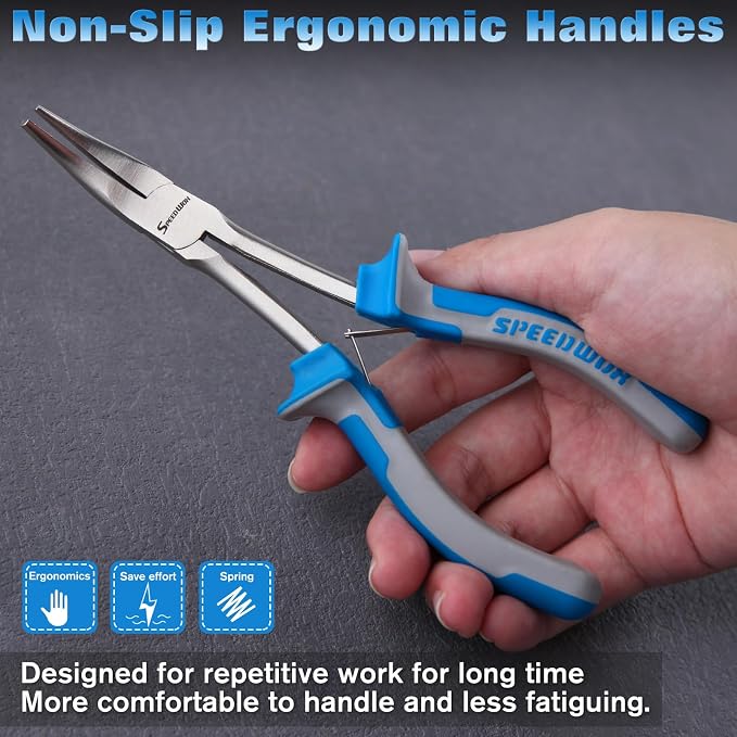 SPEEDWOX Long Reach Bent Nose Pliers 6 Inches 45 Degree Curved Mini Chain Nose - Image 5