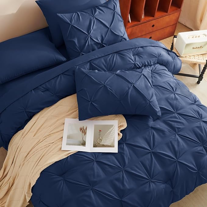 CozyLux Oversized Queen Comforter Sets Navy Blue, 7 Pieces Oversized Queen - Image 9