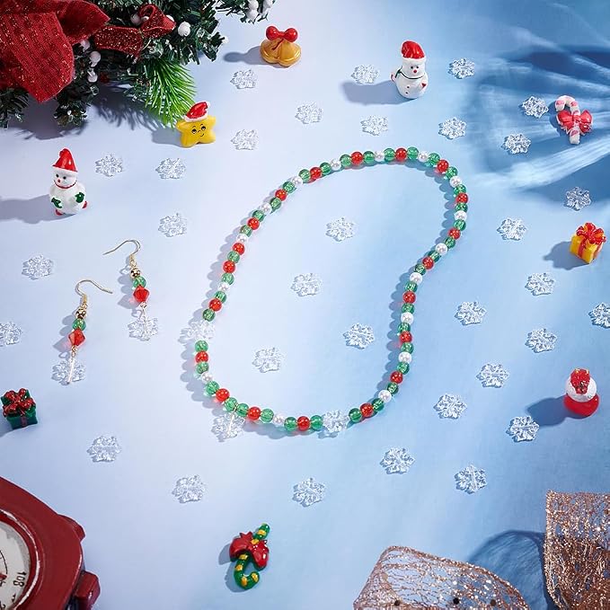 UNICRAFTALE About 600Pcs Christmas Snowflake Beads Bulk Transparent Clear Mini - Image 4