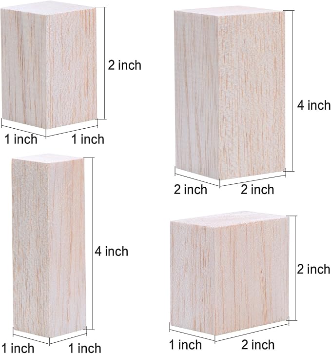 Sumind 12 Pcs Balsa Blocks for Carving 4 Sizes Whittling Wood Carving Kit for - Image 3